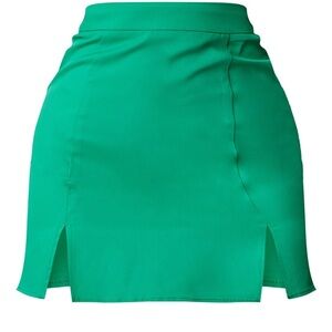 Pretty Little Thing Petite Green Split Woven Skirt US size 8